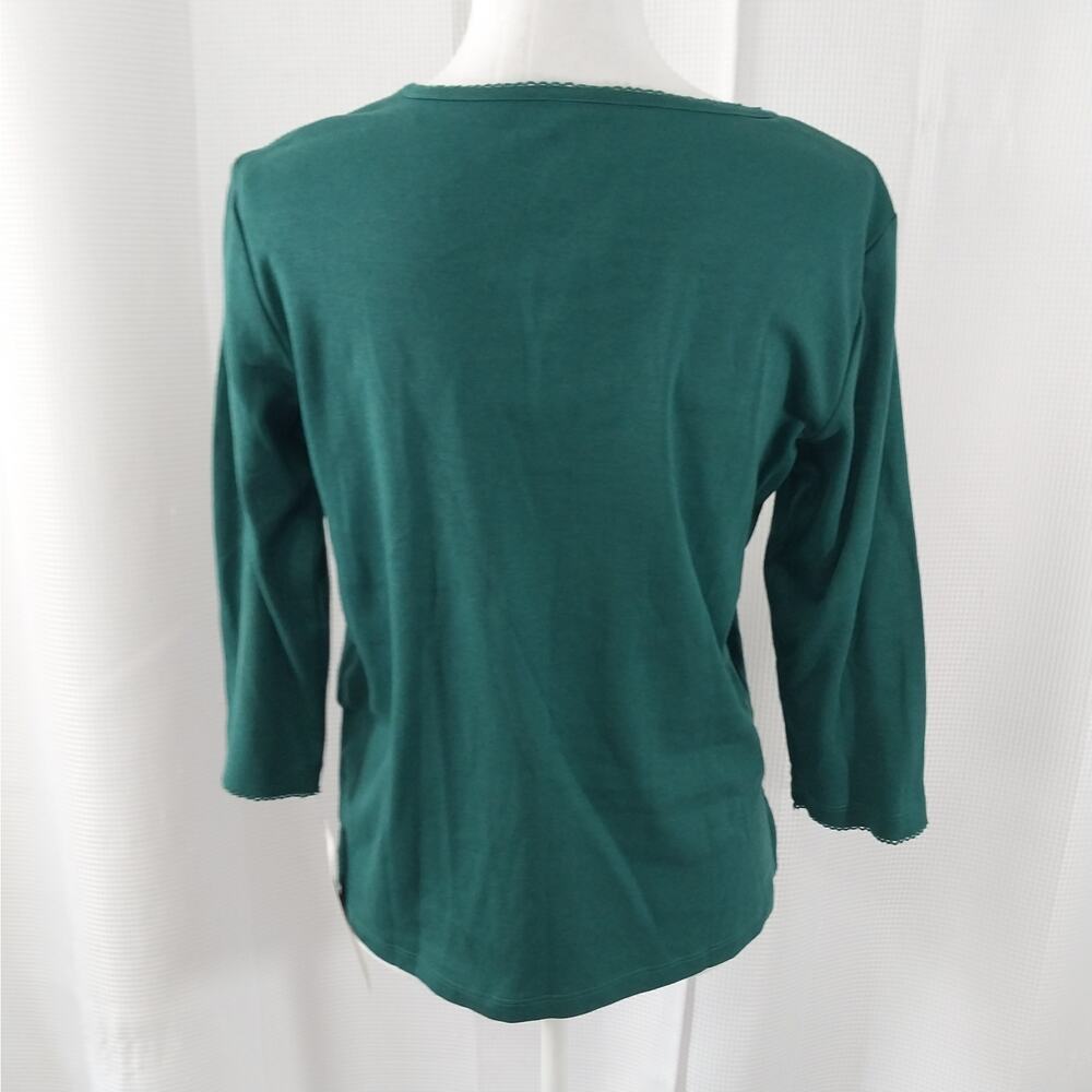 NWT@$54! ALFRED DUNNER! EMERALD GREEN 3/4 SLEEVED, SILVER STUDDED TOP SZ PS - Picture 5 of 9